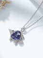 thumb Fashion Purple austrian Crystal Zircon Fish Necklace 2