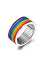 thumb Multi-color Geometric Shaped Glue Stainless Steel Ring 0
