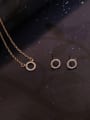 thumb Alloy Imitation-gold Plated Simple style Rhinestones Hollow Circle Three Pieces Jewelry Set 1