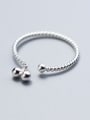 thumb Sterling silver woven twist lovely beads free size ring 0