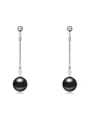 thumb Simple Imitation Pearl Platinum Plated Alloy Drop Earrings 0