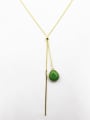 thumb Women Green Natural Stone Sweater Necklace 1