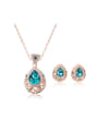 thumb Alloy Rose Gold Plated Fashion Water Drop shaped Gemstones Two Pieces Jewelry Set 0