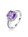 thumb Fashion Purple AAA Zircon-accented Copper Ring 0