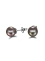 thumb Creative 18K Platinum Plated Artificial Pearl Stud Earrings 0