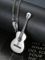 thumb Personalized Little Guitar Pendant Titanium Men Necklace 1