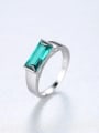 thumb Sterling Silver square Green zircon ring 0