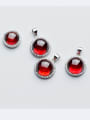 thumb 925 Sterling Silver With Gun Plated Simplistic Round Red corundum Charms 2