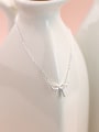 thumb Simple Tiny Bow Pendant 925 Silver Necklace 0