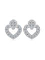 thumb Hollow Heart-shape Micro Pave Stud Earrings 0