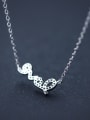 thumb Exquisite Monogrammed Shaped S925 Silver Rhinestone Necklace 2
