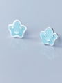 thumb 925 Sterling Silver With Platinum Plated Cute Star  Stud Earrings 0