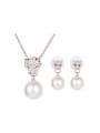 thumb Alloy Rose Gold Plated Leopard Head Artificial Pearl and Rhinestones Two Pieces Jewelry Set 0