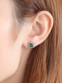 thumb 925 Sterling Silver With Turquoise Vintage Round Stud Earrings 1