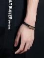 thumb Fashion Black Artificial Leather Woven Gold Plated Bracelet 1