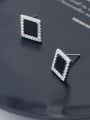 thumb 925 Sterling Silver With Silver Plated Simplistic Rhombus Stud Earrings 1