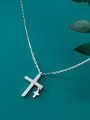 thumb 925 Sterling Silver With Platinum Plated Simplistic Cross Necklaces 0