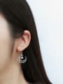 thumb Fashion Hollow Moon Star White Zircon Silver Stud Earrings 1