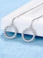 thumb Fashion Imitation Pearl Hollow Round Cubic Zirconias Line Earrings 3