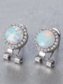 thumb Small Round Shaped Opal Stones Stud Earrings 1