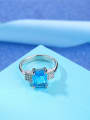 thumb Elegant Blue Square Shaped Glass Bead Ring 2