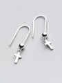 thumb Elegant Cross Shaped S925 Silver Drop Earrings 0