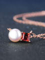 thumb Natural Freshwater Pearl Red Garnet Rose Gold Plated Necklace 3
