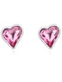 thumb Simple Heart austrian Crystal Alloy Stud Earrings 1