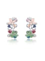 thumb Multi-color Austria Crystal Flower Shaped Clip On Earrings 0