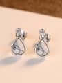 thumb 925 Sterling Silver With Platinum Plated Simplistic Water Drop Drop Earrings 2