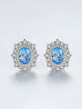 thumb 925 Sterling Silver With Platinum Plated Delicate multilateral  Geometric Stud Earrings 2