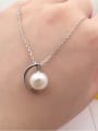 thumb Personalized Freshwater Pearl Crescent Necklace 1
