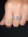 thumb Copper With  Cubic Zirconia Simplistic Geometric Band Rings 1
