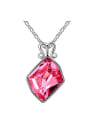 thumb Simple Pink Irregular austrian Crystal Pendant Alloy Necklace 0