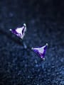 thumb Fashion Red Triangle Shaped Zircon S925 Silver Stud Earrings 1