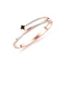thumb Stainless Steel With Rose Gold Plated Simplistic Flower Bangles 0