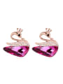 thumb Exquisite austrian Crystals Swan Rose Gold Plated Stud Earrings 4
