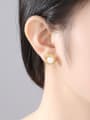 thumb Pure silver shell design freshwater pearl gold earring 2