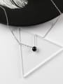 thumb Simple Little Black Round Carnelian stone Silver Necklace 1
