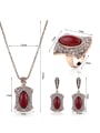thumb Alloy Antique Gold Plated Fashion Oval Artificial Stones Three Pieces Jewelry Set 3