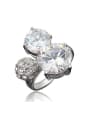 thumb Shimmering 18K Platinum Plated Geometric Zircon Women Ring 0