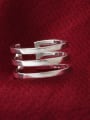 thumb Three Lines Smooth Silver Plated Opening Ring 2