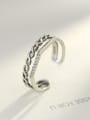 thumb Sterling Silver Retro Twist Thai Silver 3A Zircon Open Ring 0