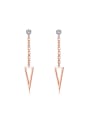 thumb Simple Hollow Triangle Zircon Rose Gold Plated Drop Earrings 0
