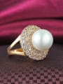 thumb Elegant Round Shaped Artificial Pearl Copper Ring 2