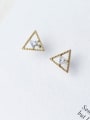 thumb Shimmering Gold Plated Triangle Shaped S925 Silver Stud Earrings 1