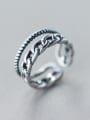 thumb S925 Silver Retro Double LayerTwist Opening Stacking Ring 0