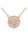thumb Fashion Imitation Pearl Cubic Crystals Round Pendant Alloy Necklace 1