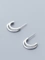 thumb 925 Sterling Silver With Silver Plated Simplistic Double moon Stud Earrings 1