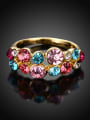 thumb Colorful 18K Gold Plated Rhinestones Geometric Ring 1